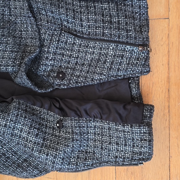 CACHE Charcoal Gray/Black Metallic Tweed Wool Blend Motorcycle Jacket Size 2 - Picture 9 of 11